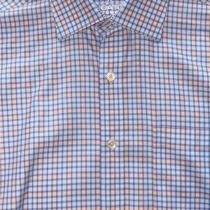 Bugatchi Blue and Orange Plaid Button Down Shirt